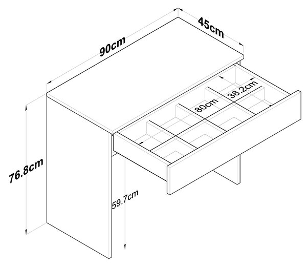 Kalune Design Minimalistický toaletný stolík Alisson biely