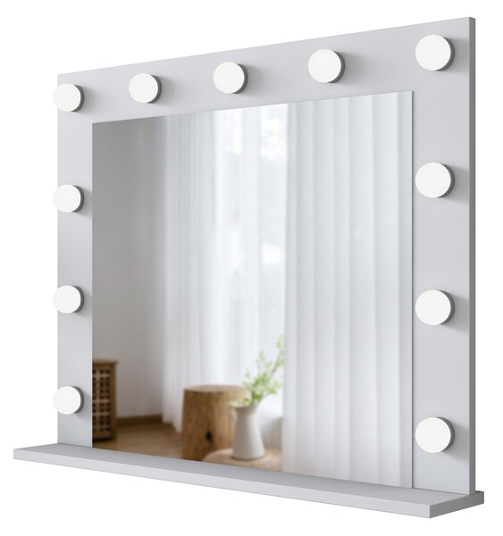 Kalune Design Minimalistický toaletný stolík Alisson III s LED zrkadlom a taburetom biely