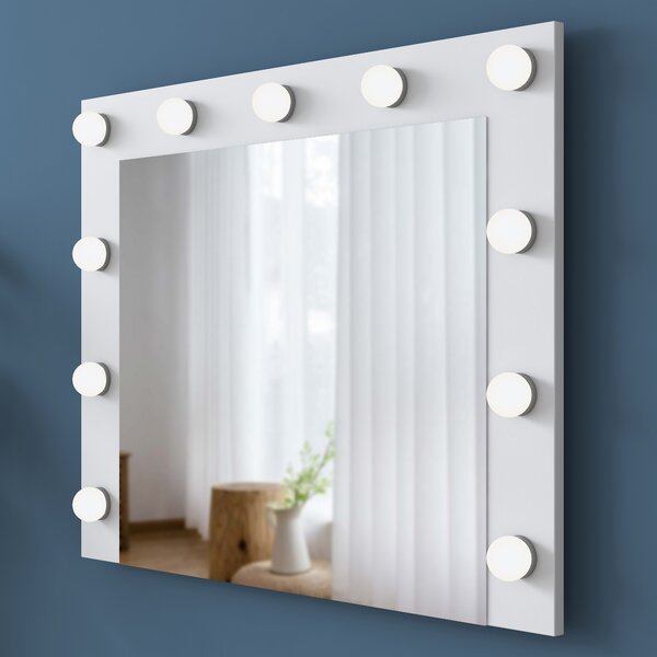 Kalune Design Minimalistický toaletný stolík Alisson III s LED zrkadlom a taburetom biely