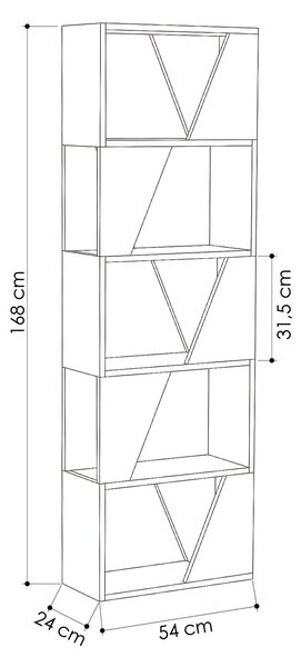 Moderná knižnica Houseland FRAME biela