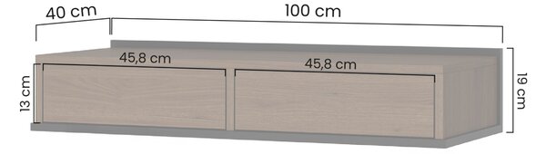 Závesná toaletka Zenar 100 cm so zásuvkami - elegantný orech / čierny