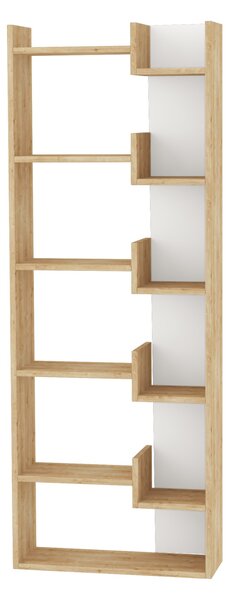 Moderná knižnica Houseland Oppa dub prírodný/biely