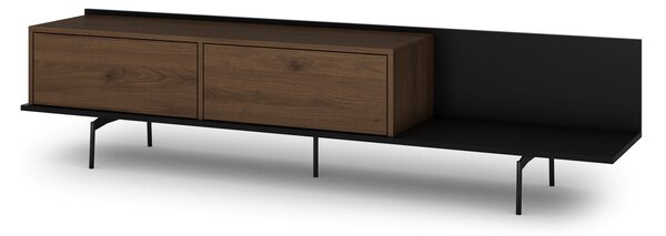 RTV skrinka Zenar 200 cm s kovovými nohami - elegantný orech / čierny