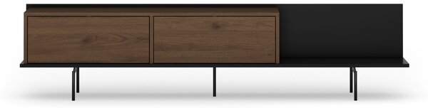 RTV skrinka Zenar 200 cm s kovovými nohami - elegantný orech / čierny