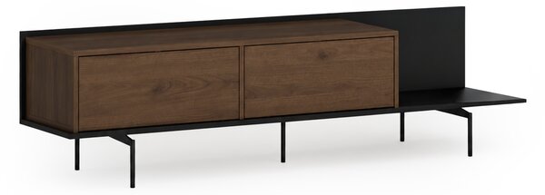 RTV skrinka Zenar 200 cm s kovovými nohami - elegantný orech / čierny