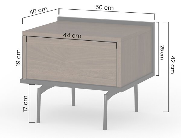 Nočná skrinka Zenar so zásuvkou 50 cm - elegantný orech / čierna