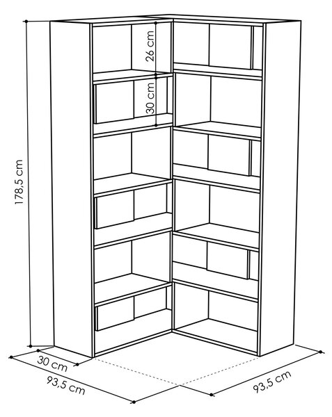 Moderná rohová knižnica Houseland Molly No.4 dub prírodný