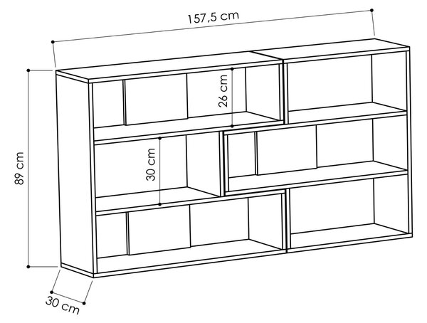 Moderná rohová knižnica Houseland Molly No.3 biela