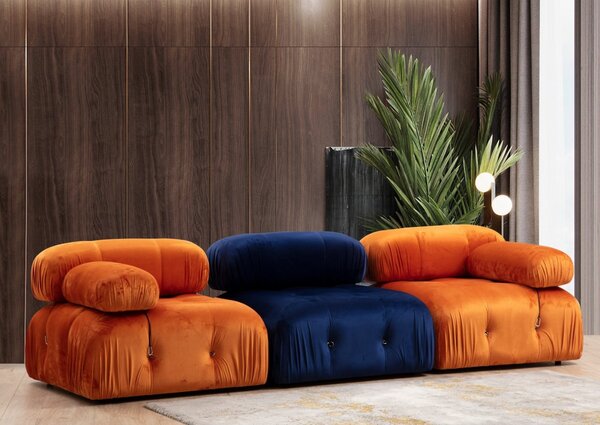 Hanah Home Modul pohovky Bubble zamat oranžový ľavý