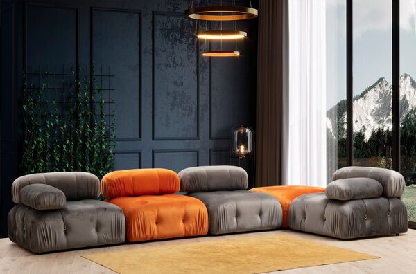 Hanah Home Modul pohovky Bubble zamat oranžový stredový