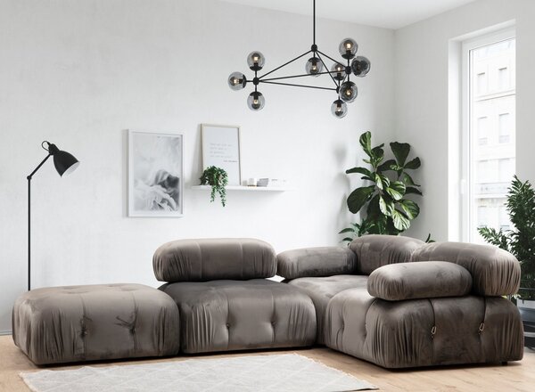 Hanah Home Modul pohovky Bubble zamat sivý ľavý