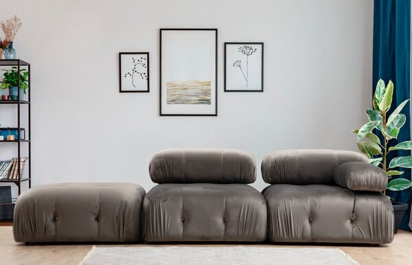 Hanah Home Modul pohovky Bubble zamat sivý ľavý