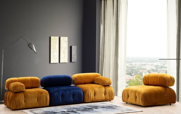 Hanah Home Modul pohovky Bubble zamat modrý stredový