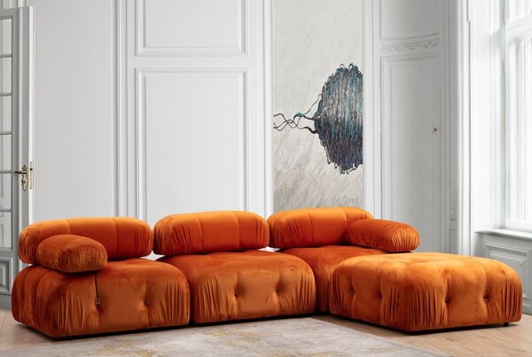 Hanah Home Modul pohovky Bubble zamat oranžový ľavý