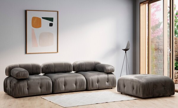 Hanah Home Modul pohovky Bubble zamat sivý ľavý