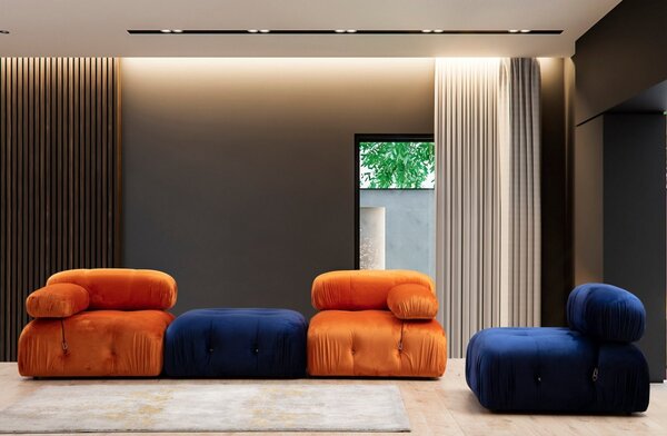 Hanah Home Modul pohovky Bubble zamat oranžový ľavý