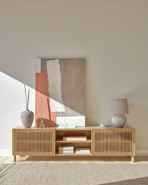 TV stolík v dekore duba v prírodnej farbe 180x50 cm Beyla – Kave Home