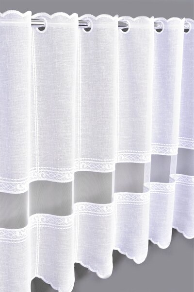 Záclona batist, Decentný ornament a tyl metráž, biela 40 cm
