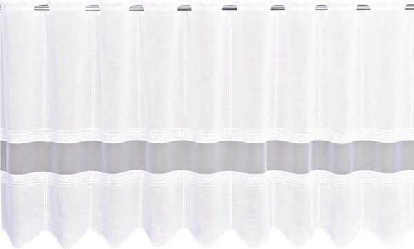 Záclona batist, Decentný ornament a tyl metráž, biela 40 cm