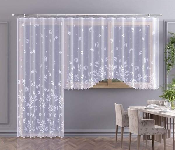 Hotová záclona alebo balkónový komplet, Aura, biela 220 x 120 cm