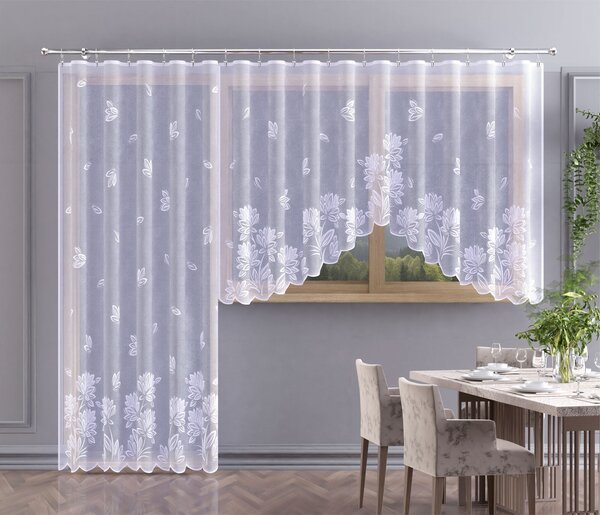 Hotová záclona alebo balkónový komplet, Dara, biela 220 x 120 cm