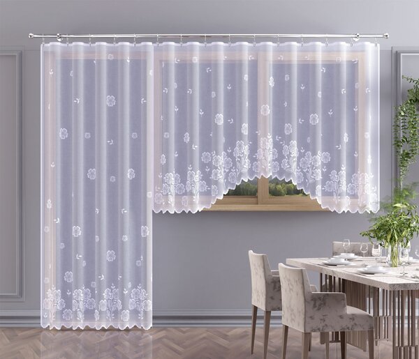 Hotová záclona alebo balkónový komplet, Lyra, biela 220 x 120 cm