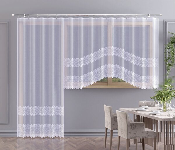 Hotová záclona alebo balkónový komplet, Sirius, biela 220 x 120 cm