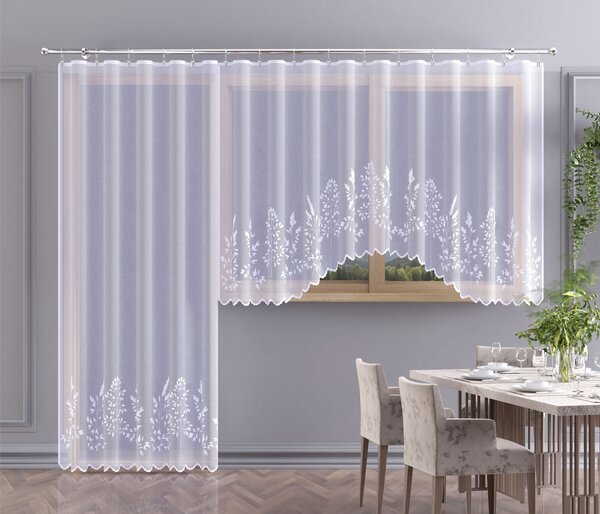Hotová záclona alebo balkónový komplet, Nora, biela 220 x 120 cm