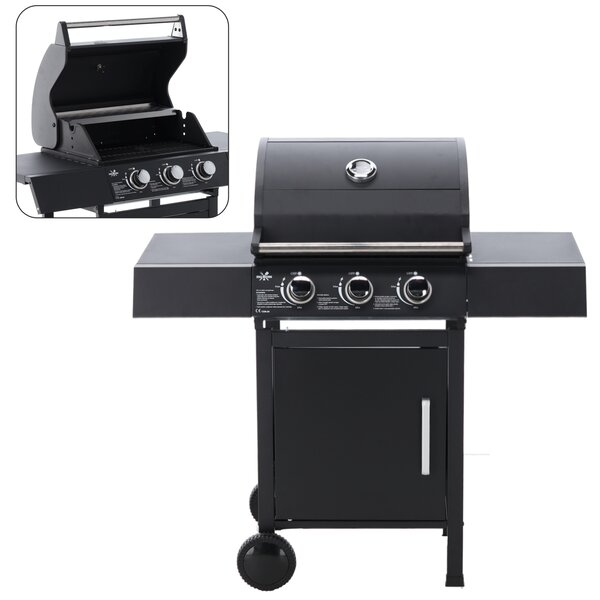 CH Záhradný plynový gril s 3 horákmi 8,1 kW - čierna