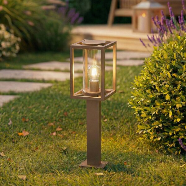 Lucande chodníkové svetlo Ferda, 60 cm, hnedé, IP44, Hnedá / hrdzavá, Hliník, Moderný, Osvetlenie príjazdovej cesty