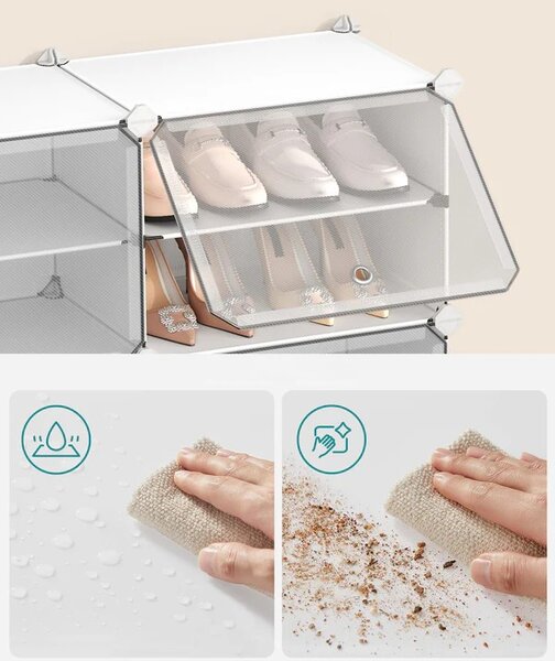 SONGMICS Modulárny botník Lux s 12 dvierkami číry/biely