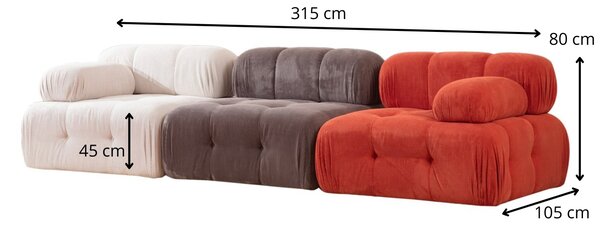 Hanah Home Modulová pohovka Doblo I 315 cm biela/sivá/červená