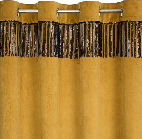 ZATEMŇOVACÍ ZÁVES NA KRÚŽKOCH JASPIS 140X250 CM ZLATÁ