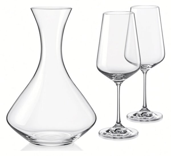 Bohemia Crystal Set na víno Sandra (set 1 karafa + 2 poháre)