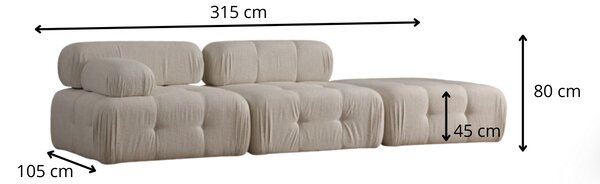 Hanah Home Modulová pohovka Doblo III 315 cm krémová