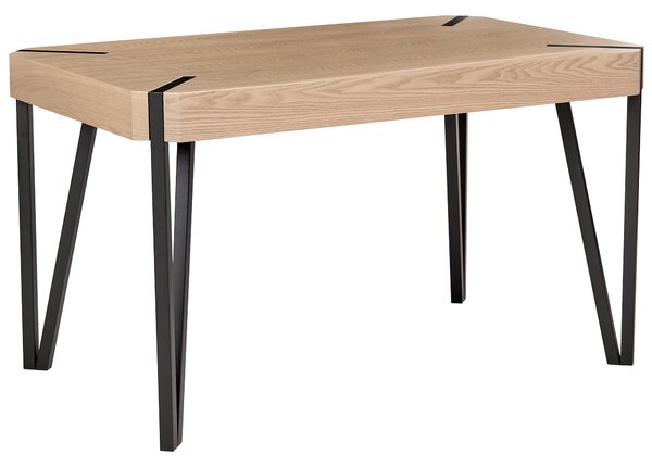 Jedálenský stôl svetlá doska z MDF čierne kovové nohy 130 x 80 cm pre 4 osoby obdĺžnikový industriálny dizajn
