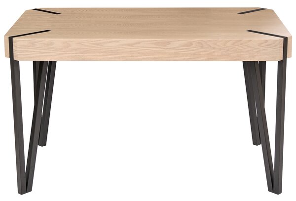 Jedálenský stôl svetlá doska z MDF čierne kovové nohy 130 x 80 cm pre 4 osoby obdĺžnikový industriálny dizajn