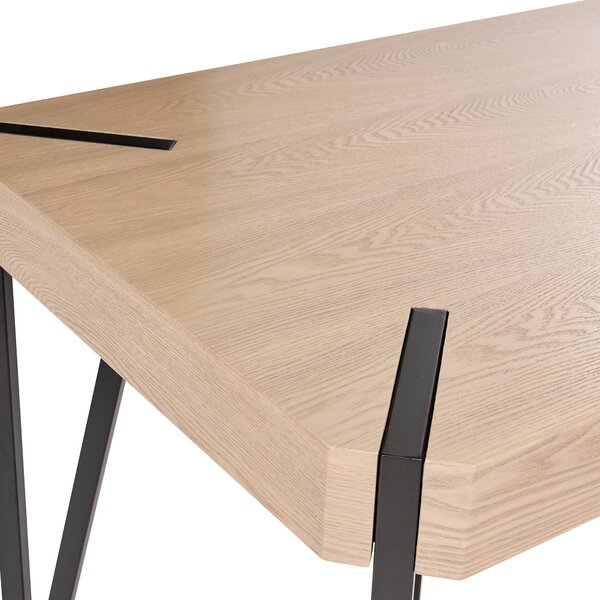 Jedálenský stôl svetlá doska z MDF čierne kovové nohy 130 x 80 cm pre 4 osoby obdĺžnikový industriálny dizajn