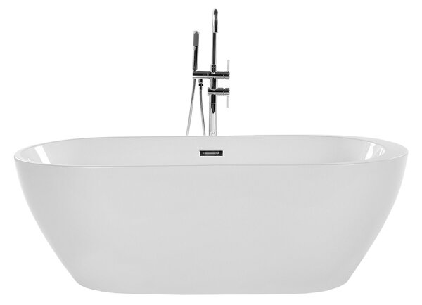 Voľne stojaca vaňa biela akrylát 150 x 75 cm oválny tvar elegantný moderný štýl kúpeľňa