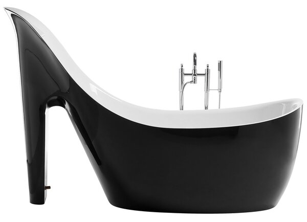 Voľne stojaca vaňa čierna s bielou sanitárny akrylát 180 x 80 cm v tvare topánky moderný štýl