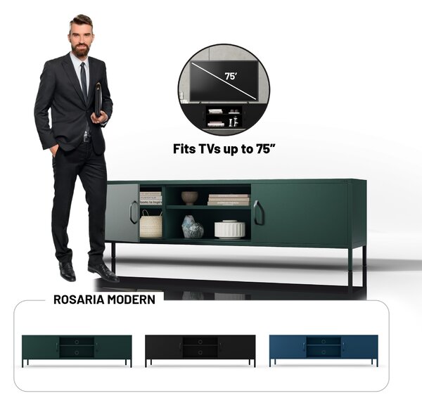 RTV skrinka XL ROSARIA 1700 x 400 x 500, fľaškovozelená