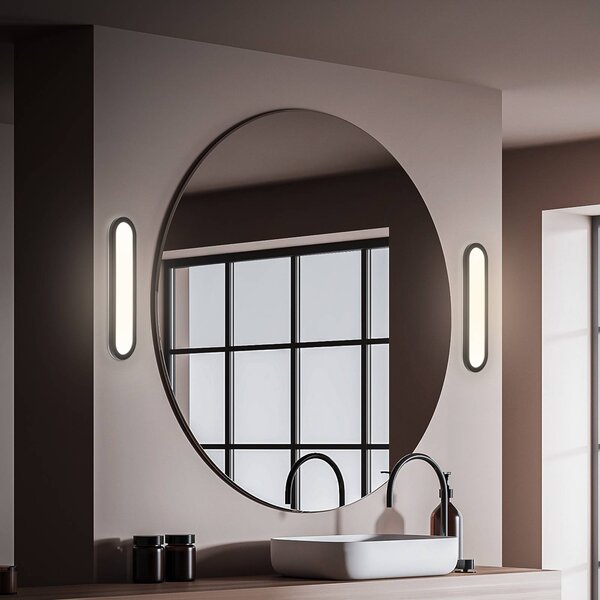 Briloner LED kúpeľňové nástenné svetlo Pil, čierne, šírka 35 cm, plast, Čierna, Kúpeľňa, Plast, Moderný