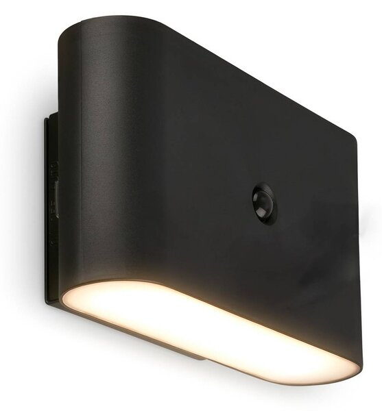 LED akumulátorové nástenné svetlo Chat, čierne, 16 cm, plast, senzor, Čierna, Obývacia izba / jedáleň, Plast, Moderný, Nástenné svietidlo