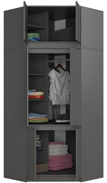 Ak furniture Nástavec na rohovú šatníkovú skriňu CLP 100 cm grafitovo šedý