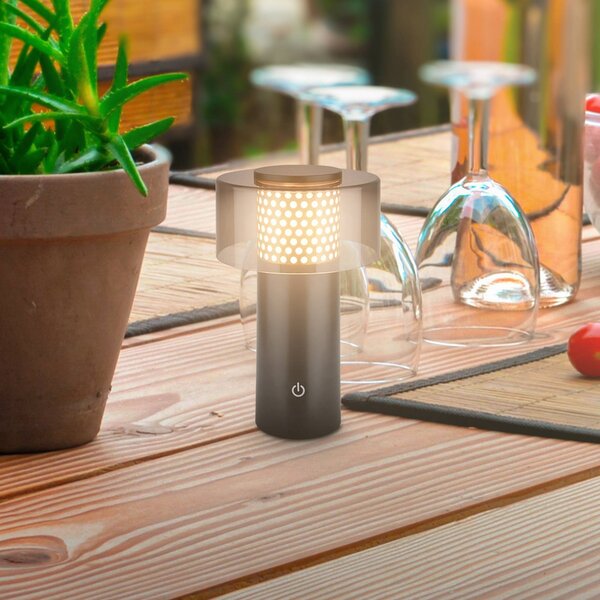 LED stolová lampa Brilo unplugged Gila, zlatá/čierna 21 cm, Čierna, kov, Moderný, Stojacie svietidlo