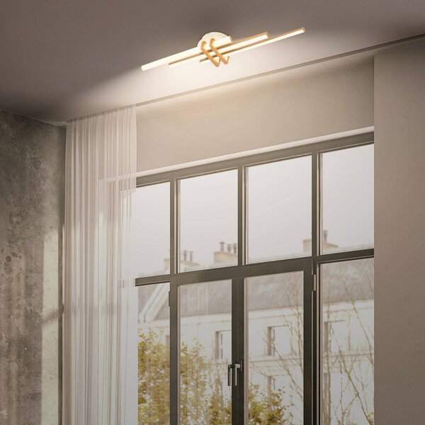 Stropné LED svetlo Tinka, svetlošedá/hnedá, dĺžka 78 cm, Hliník / sivá / zinok, Obývacia izba / jedáleň, kov, Moderný, Stropné svetlo