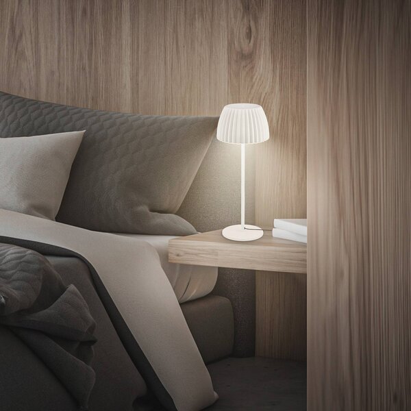 Briloner Stolová LED lampa Loca, starobiela, výška 36 cm, kov/plast, Biela / opálová, Obývacia izba / jedáleň, kov, Moderný, Stojacie svietidlo