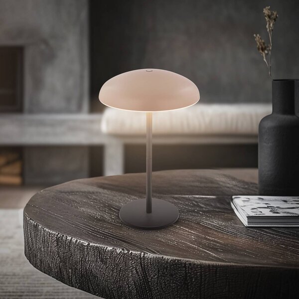 Briloner LED stolová lampa Brilo unplugged Caxa, béžová/antracitová, Čierna, kov, Stojacie svietidlo