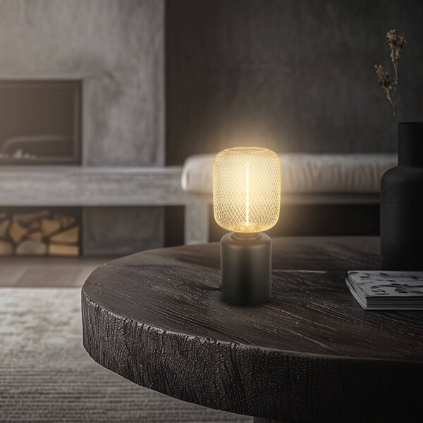 Stolová lampa Rist, čierna/zlatá, výška 22 cm, kov, Čierna, Obývacia izba / jedáleň, kov, Moderný, Stojacie svietidlo