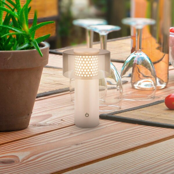 LED akumulátorová lampa Brilo unplugged Gila, antracitová/béžová 21 cm, Krémová / jantárovo žltá, kov, Moderný, Stojacie svietidlo